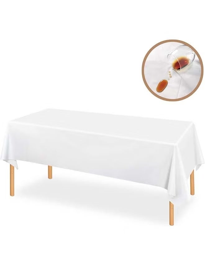 جيكومو مفرش طاولة يمكن التخلص منه مفرش طاوله ابيض137 × 274 سم مفرش طاولة للحفلات، مفرش طاولةبلاستيكي للطاولات المستطيلة، مفرش طاولة مقاومللماء ومتين للديكور لتناول الطعام وحفلات الزفافوالأنشطة الخارجية مفرش طاوله طعام - Image 1